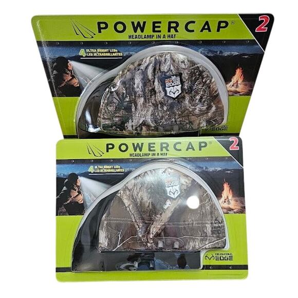 Realtree Edge Power Cap with LED Headlights 2-Pack Camouflage And Black, Stretch - Picture 1 of 4